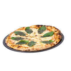 margarita pizza on a white background