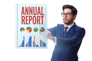 Businessman in annual report concept