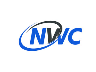 NWC letter creative modern elegant swoosh logo design
