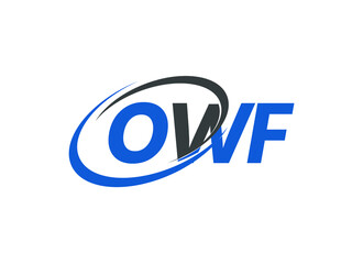 OWF letter creative modern elegant swoosh logo design