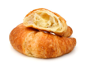 Fresh and tasty croissant over white background 