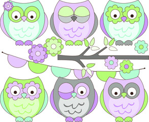 Owls Lilac Blue