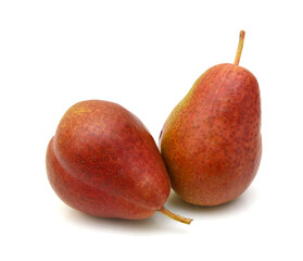 Red pears over white background