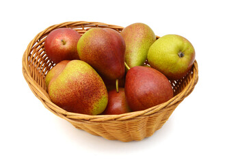 Red pears over white background