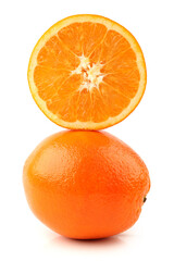 sliced orange fruit on the white background