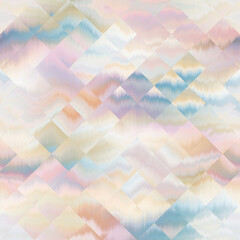 Optical glitch tie dye geometric texture background. Seamless liquid flow effect material. Modern wavy wet wash variegated fluid blend pattern. 