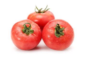 fresh tomatoes on white background