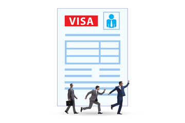 Visa application concept with businessman