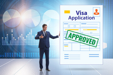 Visa application concept with businessman