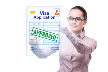Visa application concept with businesswoman