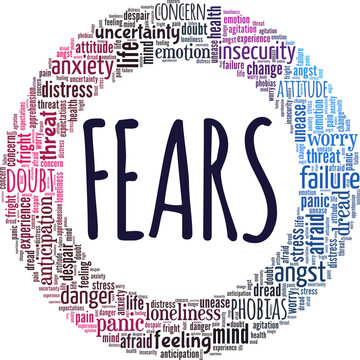 Fears conceptual vector illustration word cloud isolated on white background.