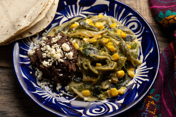 Poblano pepper rajas with cream sauce. Mexican food