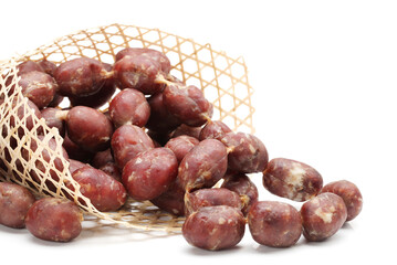 Obraz premium Mini sausages isolated on white background