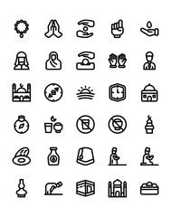 Fototapeta premium Muslim Icon Set 30 isolated on white background