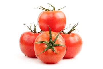 fresh tomatoes on white background