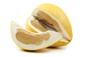 Pomelo or Chinese grapefruit (Citrus maxima) isolated on white