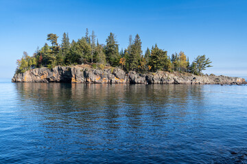Ellingson Island on Lake Superior on a sunny day