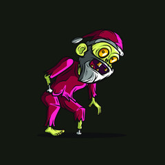Fototapeta na wymiar Zombie santa christmas undead art logo. Colorful design with dark background. Abstract vector illustration.