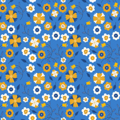 Blooming meadow Seamless Pattern. Trendy color for fashion, wallpaper, print and much more. 