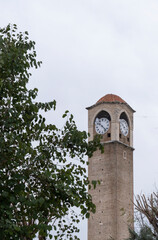 historical clock tower and cloudy weather in background. buyuk saat. adana, turkey. 