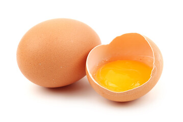 opened egg isolated on white background