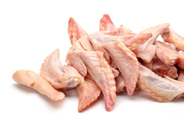 Raw chicken wings on White background