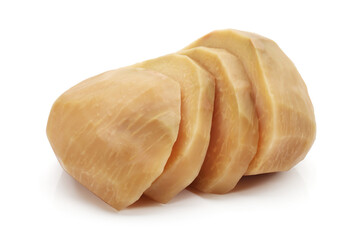 salted kohlrabi isolated on white background