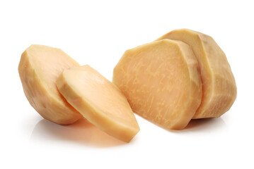 salted kohlrabi isolated on white background