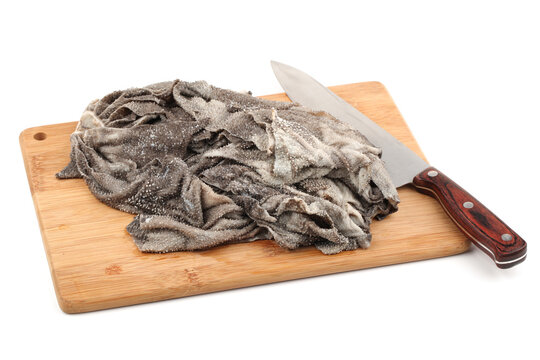 raw tripe on white background