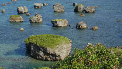 rocks and sea   in miyakojima city