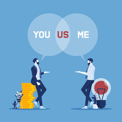Obraz premium you and me are us concept of teamwork relationship spirit collaboration community, business relationship and teamwork concept
