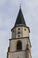 Fototapeta na wymiar Nabburg in der Oberpfalz Kirchturm der Stadtpfarrkirche