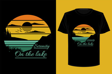 Serenity on the lake retro vintage t shirt design