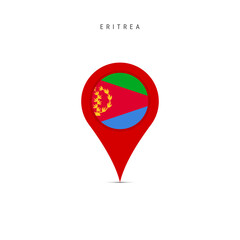 Teardrop map marker with flag of Eritrea. Eritrean flag inserted in the location map pin. Flat vector illustration isolated on white background.