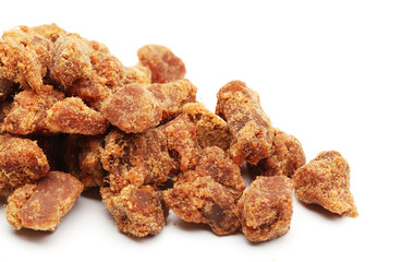 dry curry beef jerky isolated on white background 