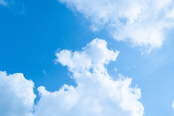 Blue sky white clouds and Beautiful puffy fluffy cumulus cloud, cloudscape background.