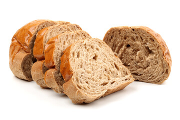 sliced bread on white background