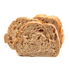 sliced bread on white background