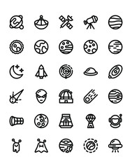 Space Icon Set 30 isolated on white background
