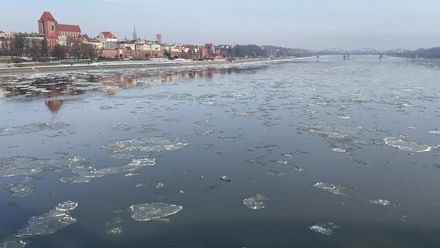 Flowing Vistula River, Torun, Poland