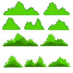 set of vector green bush cartoon