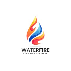 Vector Logo Illustration Water Fire Gradient Colorful Style.