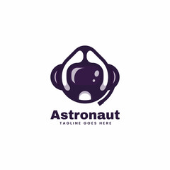 Vector Logo Illustration Astronaut Simple Mascot Style.