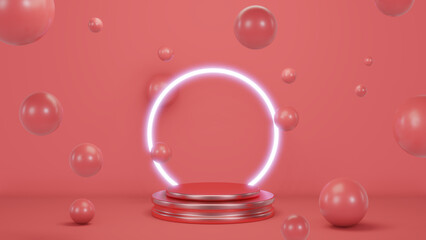 Background, stage layout with podium geometric shape for product display. 3D rendering