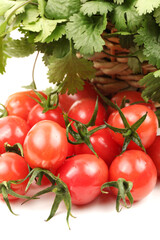 cherry tomatoes on white background 
