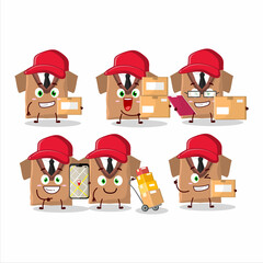Cartoon character design of school uniform brown working as a courier