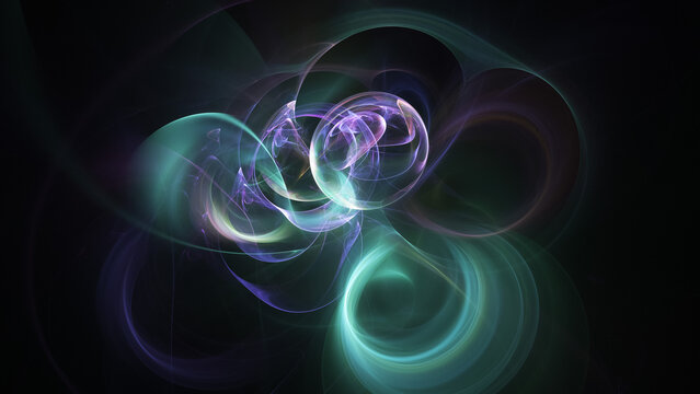 Abstract colorful violet and blue shiny shapes. Fantasy light background. Digital fractal art. 3d rendering.