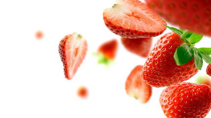 Strawberry berry levitating on a white background