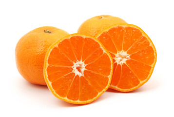 Orange mandarin or tangerine fruit isolated on white background