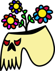 Skull with flowers